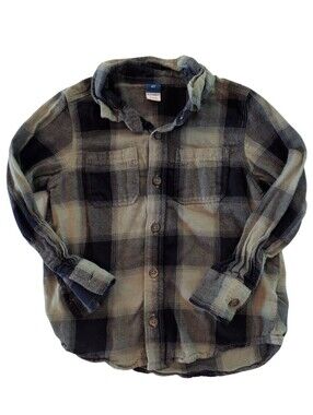🍁2/$7🍁OLD NAVY Green And Black Plaid Flannel Button Down Shirt